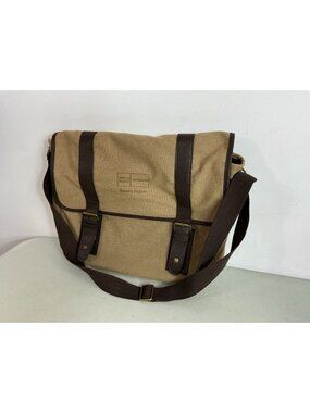 Wells Fargo Tan Canvas Brown Leather Messenger Bag Utility Crossbody